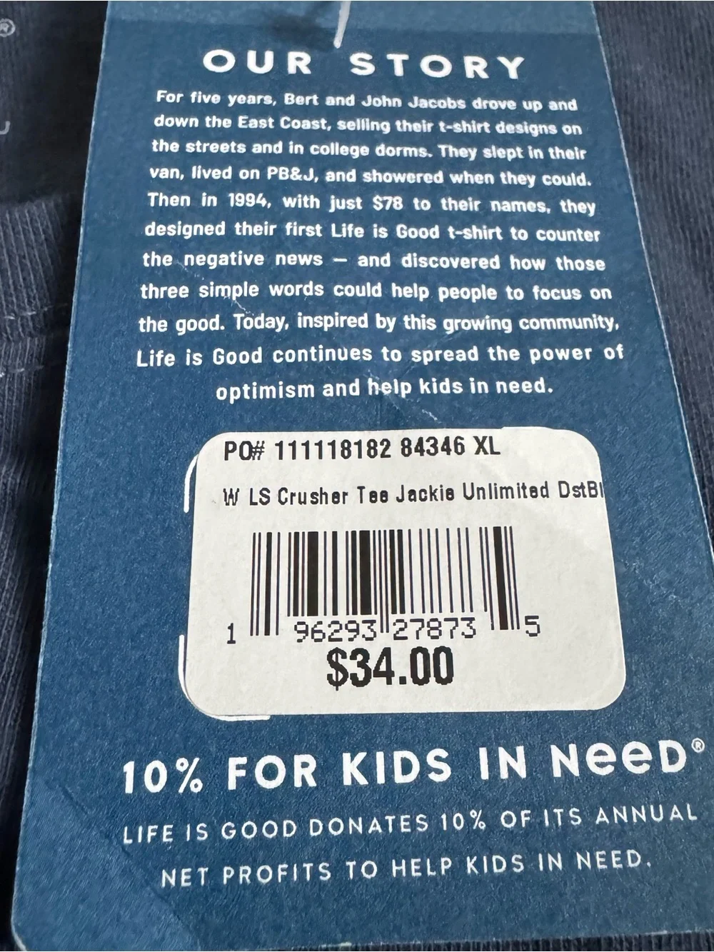 Women's Life is Good Jackie Unlimited Smileage Long Sleeve Crusher Tee Blue XL - Picture 4 of 10